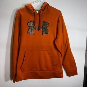 Under Armour Storm Hoodie Mens Medium Burnt Orange Camo Logo Pullover Sweatshirt